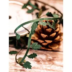 Satin holly cutout ribbon 25mm