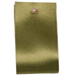 A length of Berisfords Khaki Double Satin Ribbon