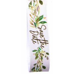 Save The Date Vine Print Wedding Ribbon By Berisfords - 25mm
