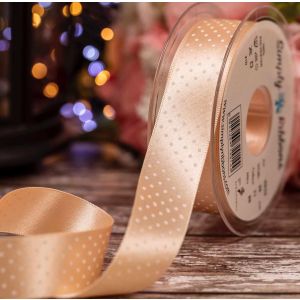 @5mm x 20m Peach Micro Polka Dot Ribbon By Berisfords Ribbons
