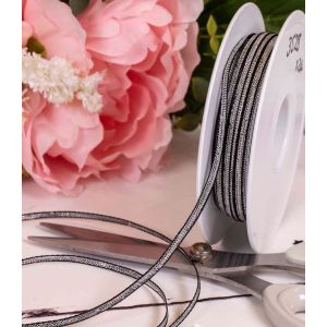 15mm x 50m Black and silver dragonfly ribbon by Berisfords Ribbons