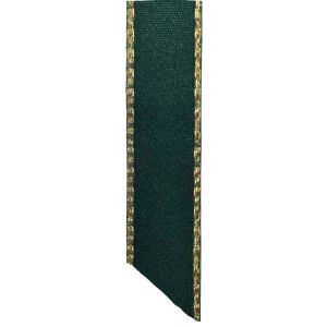 Metallic Gold Edged Forest Green Ribbon in 3mm, 7mm,15mm, 25mm widths