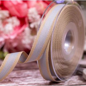 15mm Oatmeal Stripe Ribbon In Light Grey By Berisfords Ribbons
