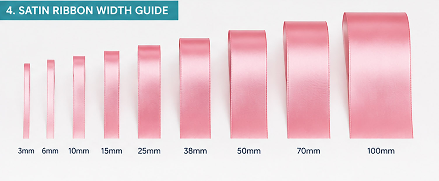 illustration of satin ribbon widths