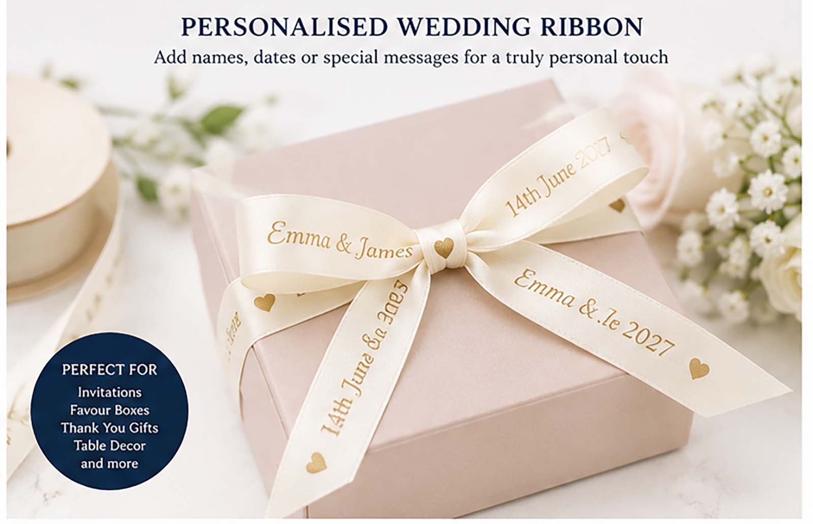 Personalised printed Wedding Ribbon