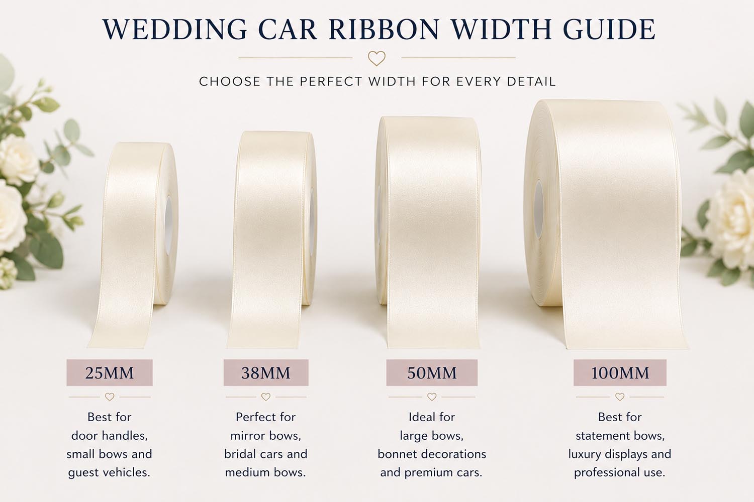 image illustrating the different widths of ribbon