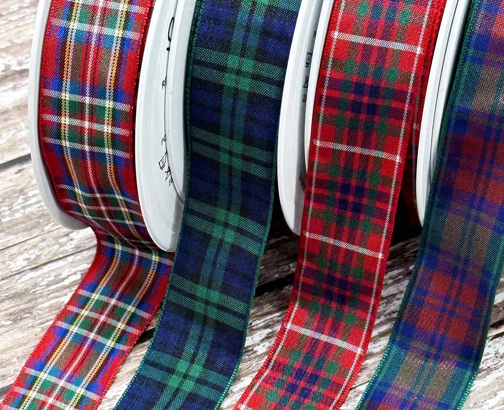 Royal Stewart, Black Watch & Lindsay Tartan Ribbon By Berisfords Ribbons Tartan Woven Ribbon By Berisfords